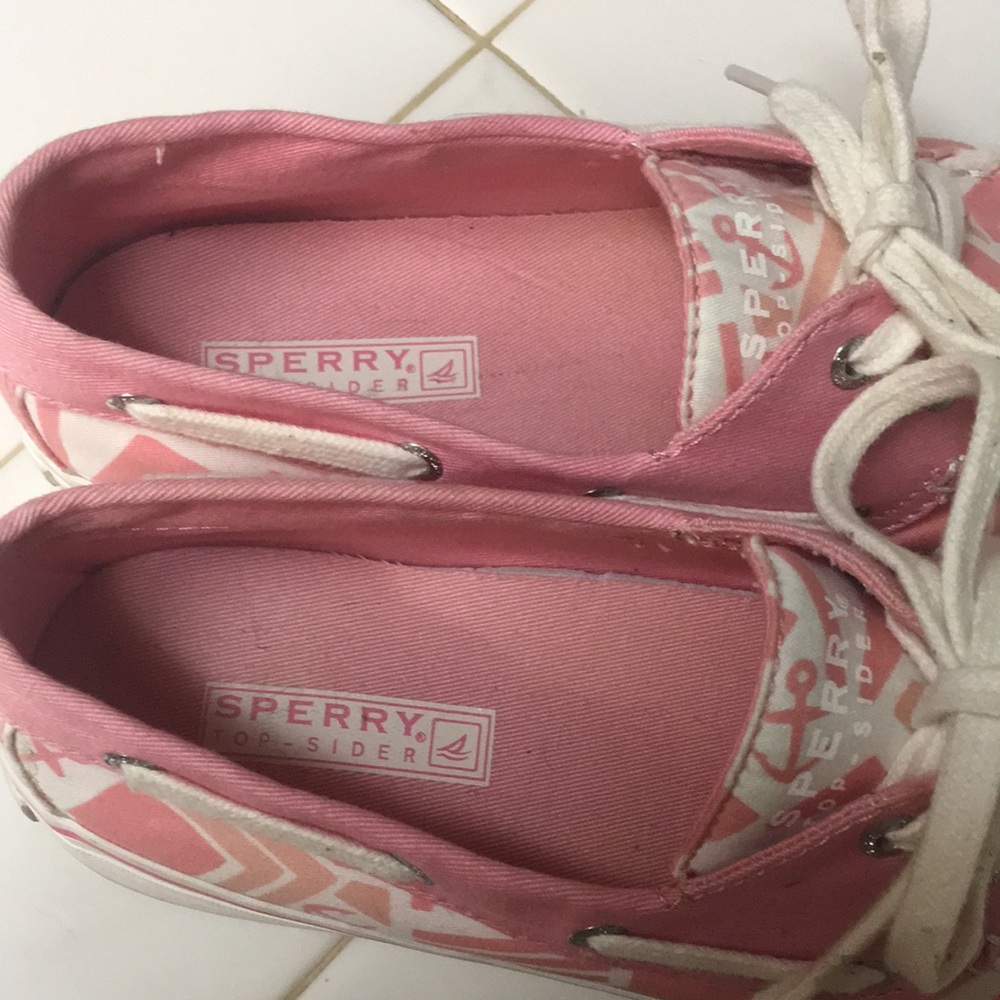 Sperry Pink/Coral Patterned Boat Shoes - Picture 4 of 8